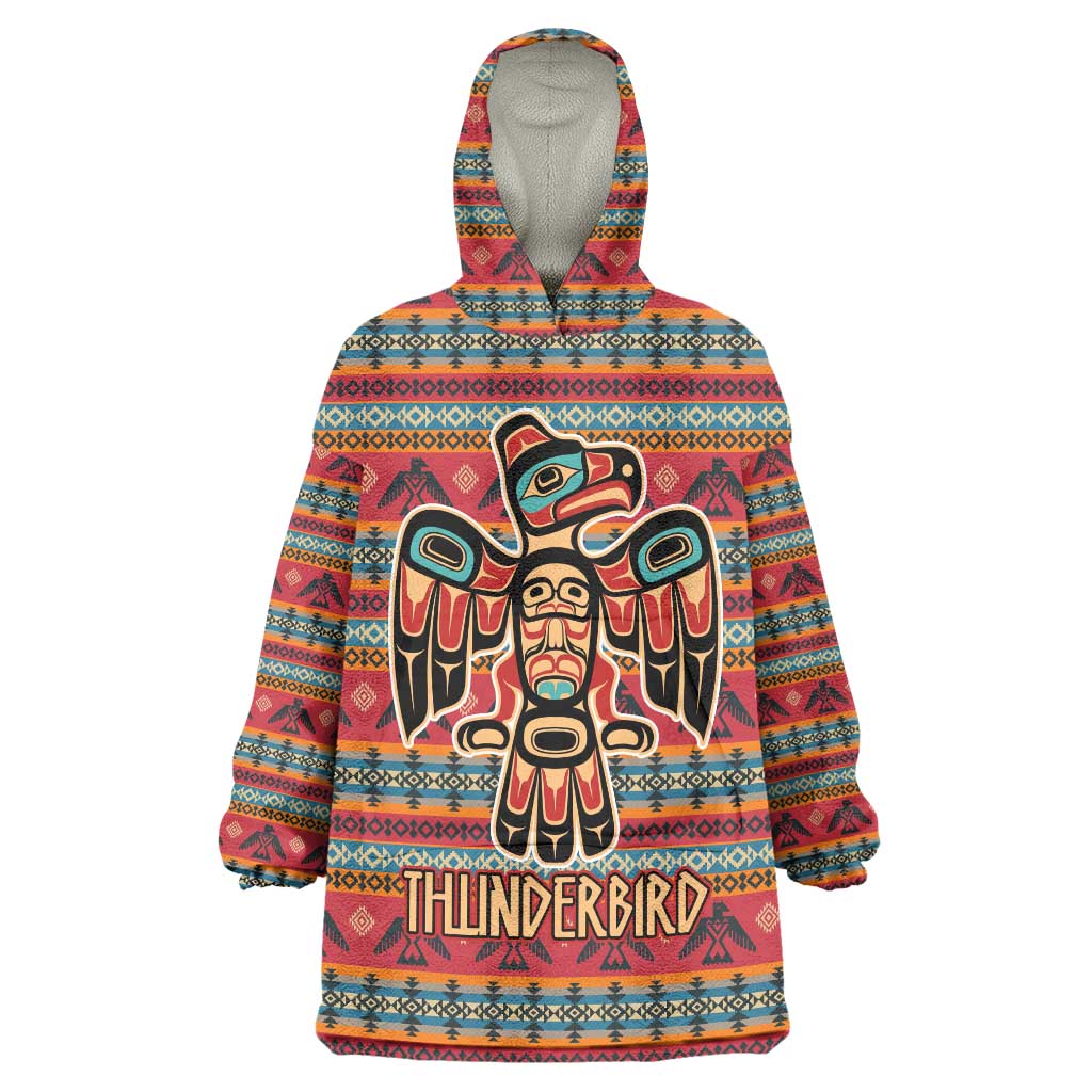 Thunderbird Totem Wearable Blanket Hoodie Native American Geometric Tribal - Pacific Northwest Indigenous Art - Wonder Print Shop