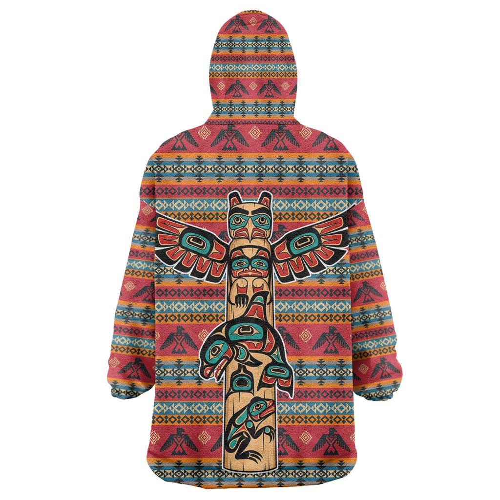 Thunderbird Totem Wearable Blanket Hoodie Native American Geometric Tribal - Pacific Northwest Indigenous Art - Wonder Print Shop