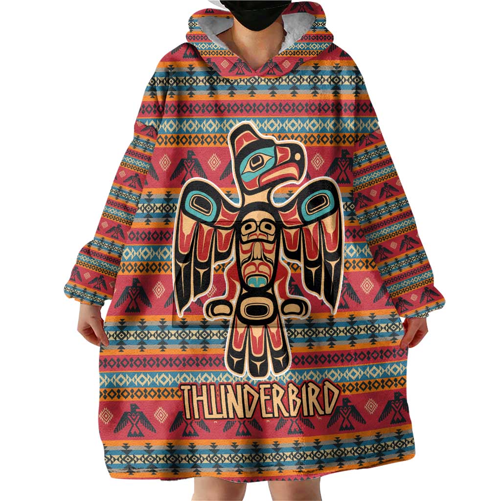 Thunderbird Totem Wearable Blanket Hoodie Native American Geometric Tribal - Pacific Northwest Indigenous Art - Wonder Print Shop
