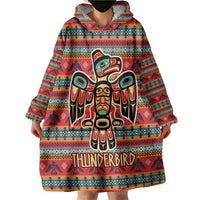 Thunderbird Totem Wearable Blanket Hoodie Native American Geometric Tribal - Pacific Northwest Indigenous Art - Wonder Print Shop