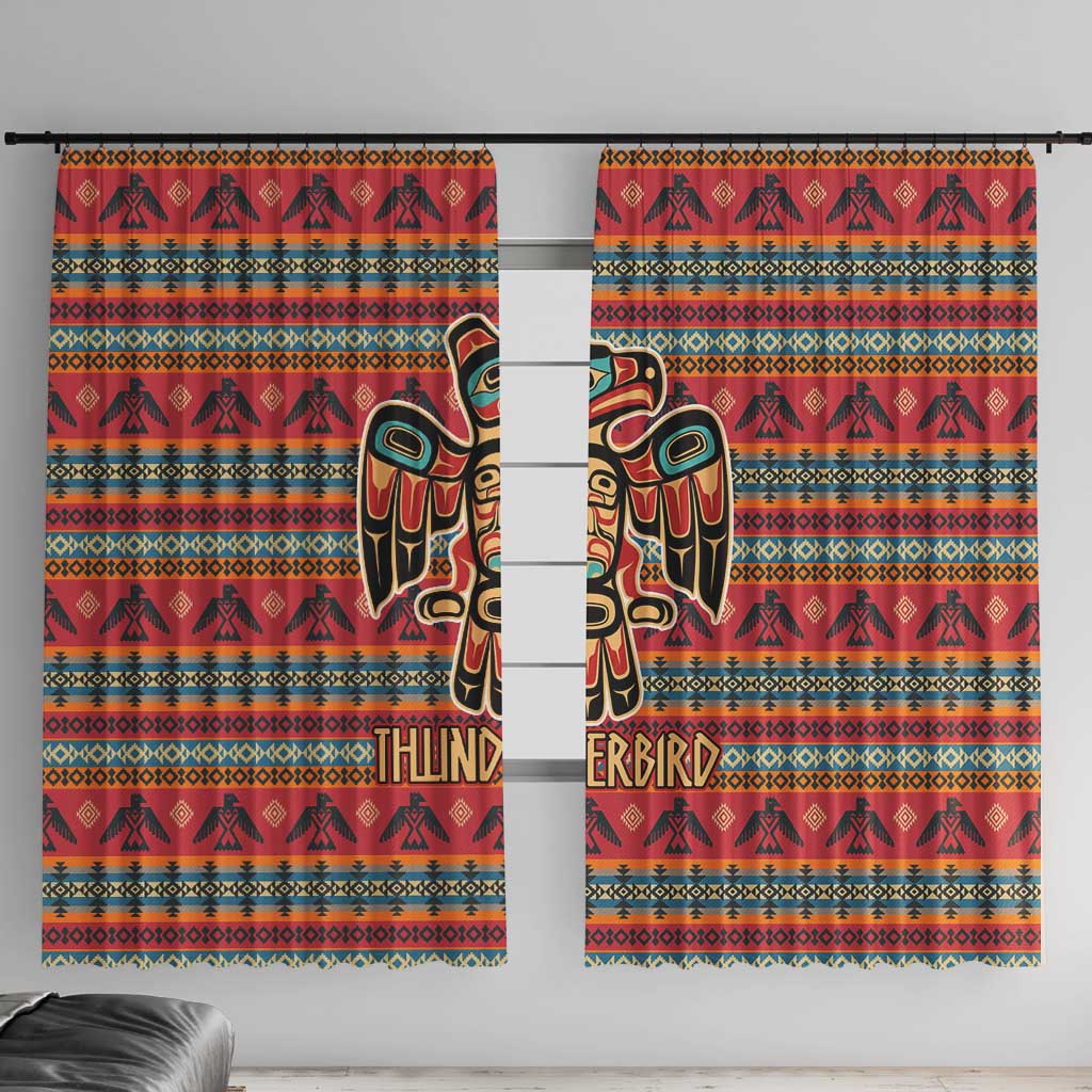 Thunderbird Totem Window Curtain Native American Geometric Tribal - Pacific Northwest Indigenous Art - Wonder Print Shop