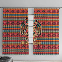 Thunderbird Totem Window Curtain Native American Geometric Tribal - Pacific Northwest Indigenous Art - Wonder Print Shop