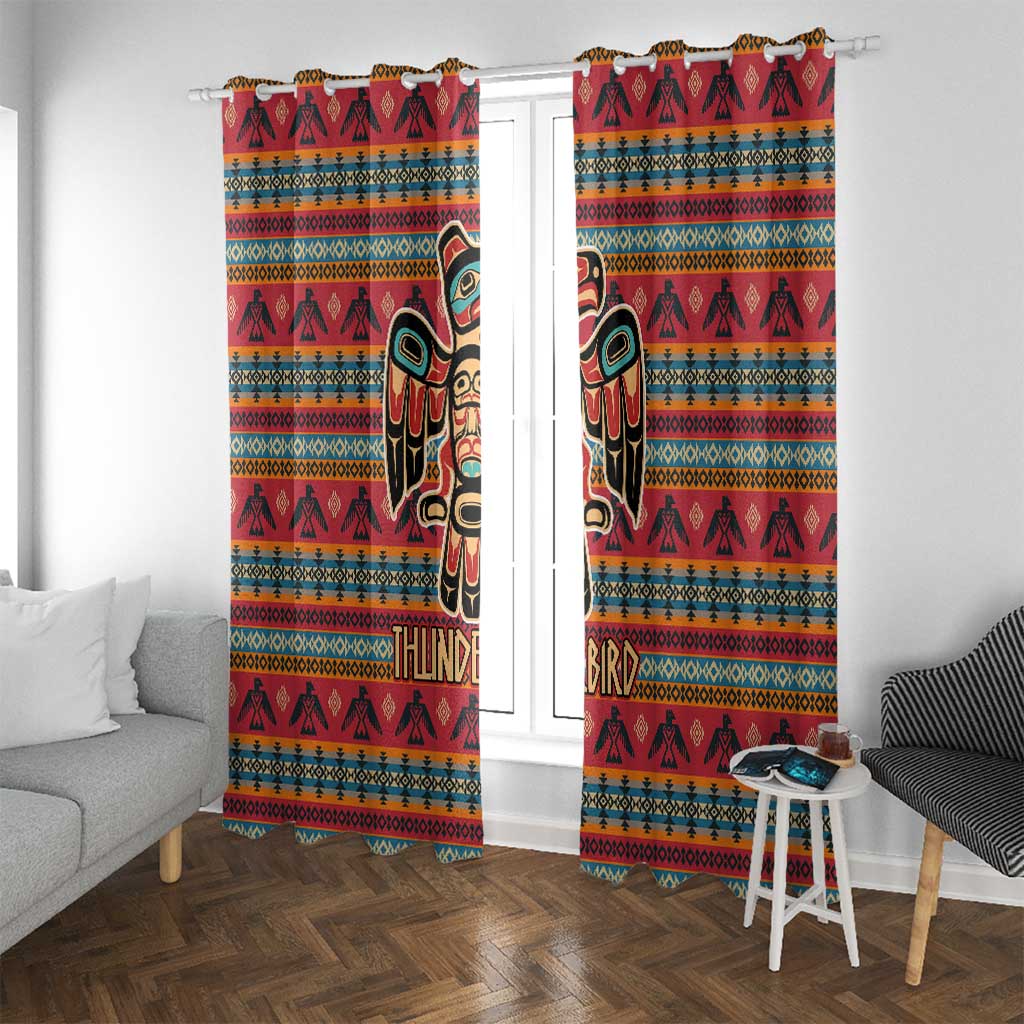 Thunderbird Totem Window Curtain Native American Geometric Tribal - Pacific Northwest Indigenous Art - Wonder Print Shop