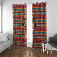 Thunderbird Totem Window Curtain Native American Geometric Tribal - Pacific Northwest Indigenous Art - Wonder Print Shop