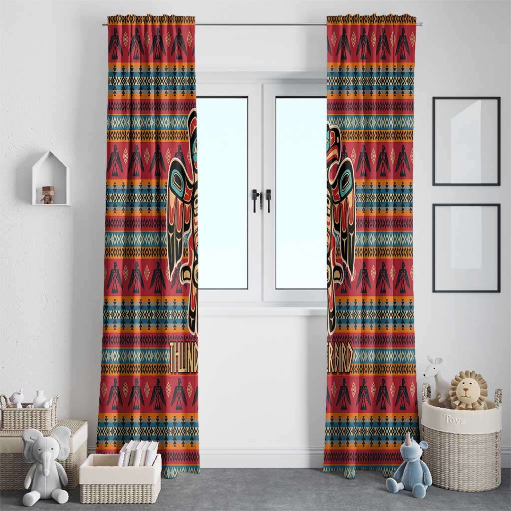 Thunderbird Totem Window Curtain Native American Geometric Tribal - Pacific Northwest Indigenous Art - Wonder Print Shop