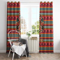 Thunderbird Totem Window Curtain Native American Geometric Tribal - Pacific Northwest Indigenous Art - Wonder Print Shop