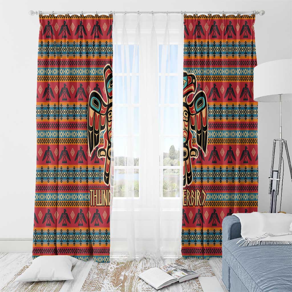 Thunderbird Totem Window Curtain Native American Geometric Tribal - Pacific Northwest Indigenous Art - Wonder Print Shop