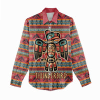 Thunderbird Totem Women Casual Shirt Native American Geometric Tribal - Pacific Northwest Indigenous Art - Wonder Print Shop