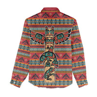 Thunderbird Totem Women Casual Shirt Native American Geometric Tribal - Pacific Northwest Indigenous Art - Wonder Print Shop