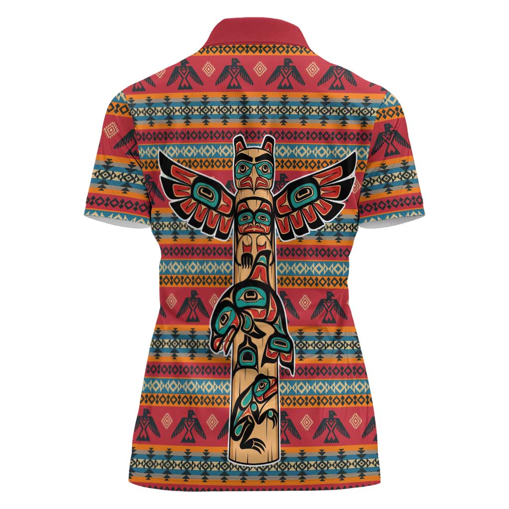 Thunderbird Totem Women Polo Shirt Native American Geometric Tribal - Pacific Northwest Indigenous Art - Wonder Print Shop