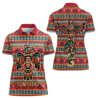 Thunderbird Totem Women Polo Shirt Native American Geometric Tribal - Pacific Northwest Indigenous Art - Wonder Print Shop