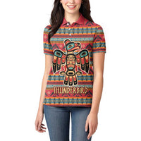 Thunderbird Totem Women Polo Shirt Native American Geometric Tribal - Pacific Northwest Indigenous Art - Wonder Print Shop