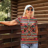Thunderbird Totem Women Polo Shirt Native American Geometric Tribal - Pacific Northwest Indigenous Art - Wonder Print Shop
