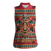 Thunderbird Totem Women Sleeveless Polo Shirt Native American Geometric Tribal - Pacific Northwest Indigenous Art - Wonder Print Shop