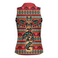 Thunderbird Totem Women Sleeveless Polo Shirt Native American Geometric Tribal - Pacific Northwest Indigenous Art - Wonder Print Shop