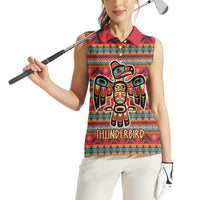 Thunderbird Totem Women Sleeveless Polo Shirt Native American Geometric Tribal - Pacific Northwest Indigenous Art - Wonder Print Shop