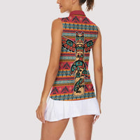 Thunderbird Totem Women Sleeveless Polo Shirt Native American Geometric Tribal - Pacific Northwest Indigenous Art - Wonder Print Shop