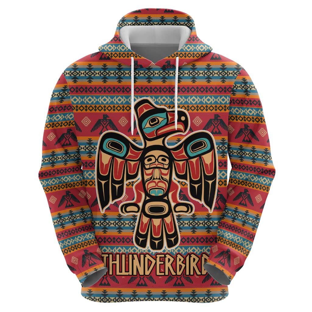 Thunderbird Totem Zip Hoodie Native American Geometric Tribal - Pacific Northwest Indigenous Art - Wonder Print Shop