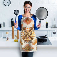 Native American Headdress and Tomahawk Apron with 1492 Symbolic Date Traditional Feather Motif Indigenous Heritage - Wonder Print Shop