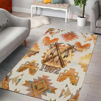 Native American Headdress and Tomahawk Area Rug with 1492 Symbolic Date Traditional Feather Motif Indigenous Heritage - Wonder Print Shop