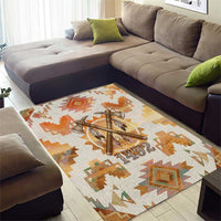 Native American Headdress and Tomahawk Area Rug with 1492 Symbolic Date Traditional Feather Motif Indigenous Heritage - Wonder Print Shop