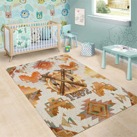 Native American Headdress and Tomahawk Area Rug with 1492 Symbolic Date Traditional Feather Motif Indigenous Heritage - Wonder Print Shop