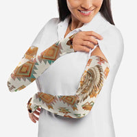 Native American Headdress and Tomahawk Arm Sleeves with 1492 Symbolic Date Traditional Feather Motif Indigenous Heritage - Wonder Print Shop