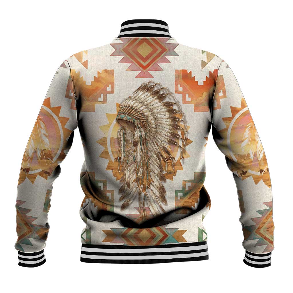 Native American Headdress and Tomahawk Baseball Jacket with 1492 Symbolic Date Traditional Feather Motif Indigenous Heritage - Wonder Print Shop