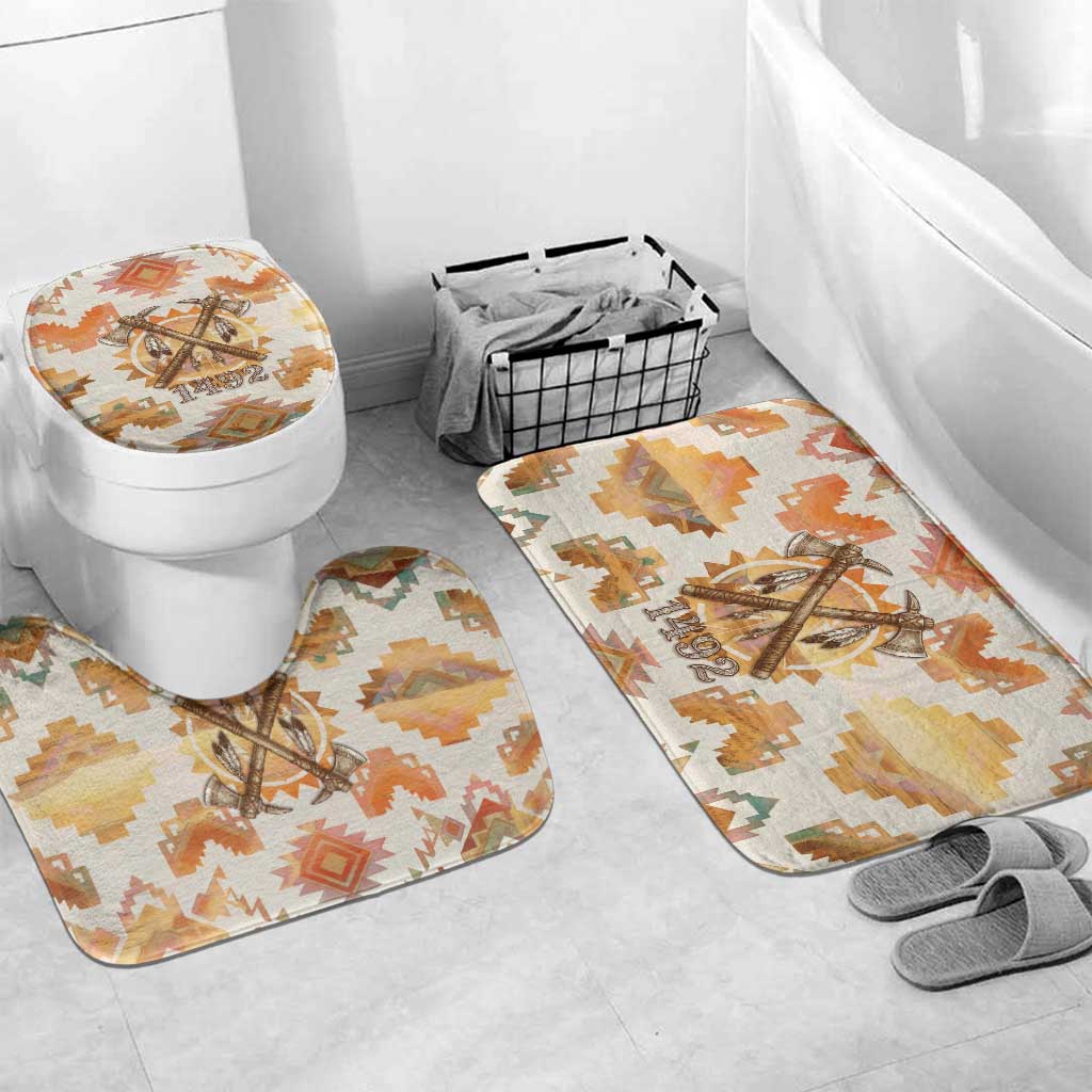 Native American Headdress and Tomahawk Bathroom Set with 1492 Symbolic Date Traditional Feather Motif Indigenous Heritage - Wonder Print Shop