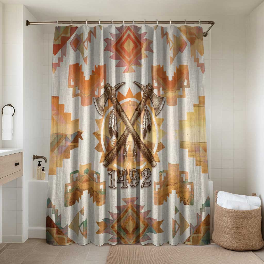 Native American Headdress and Tomahawk Bathroom Set with 1492 Symbolic Date Traditional Feather Motif Indigenous Heritage - Wonder Print Shop