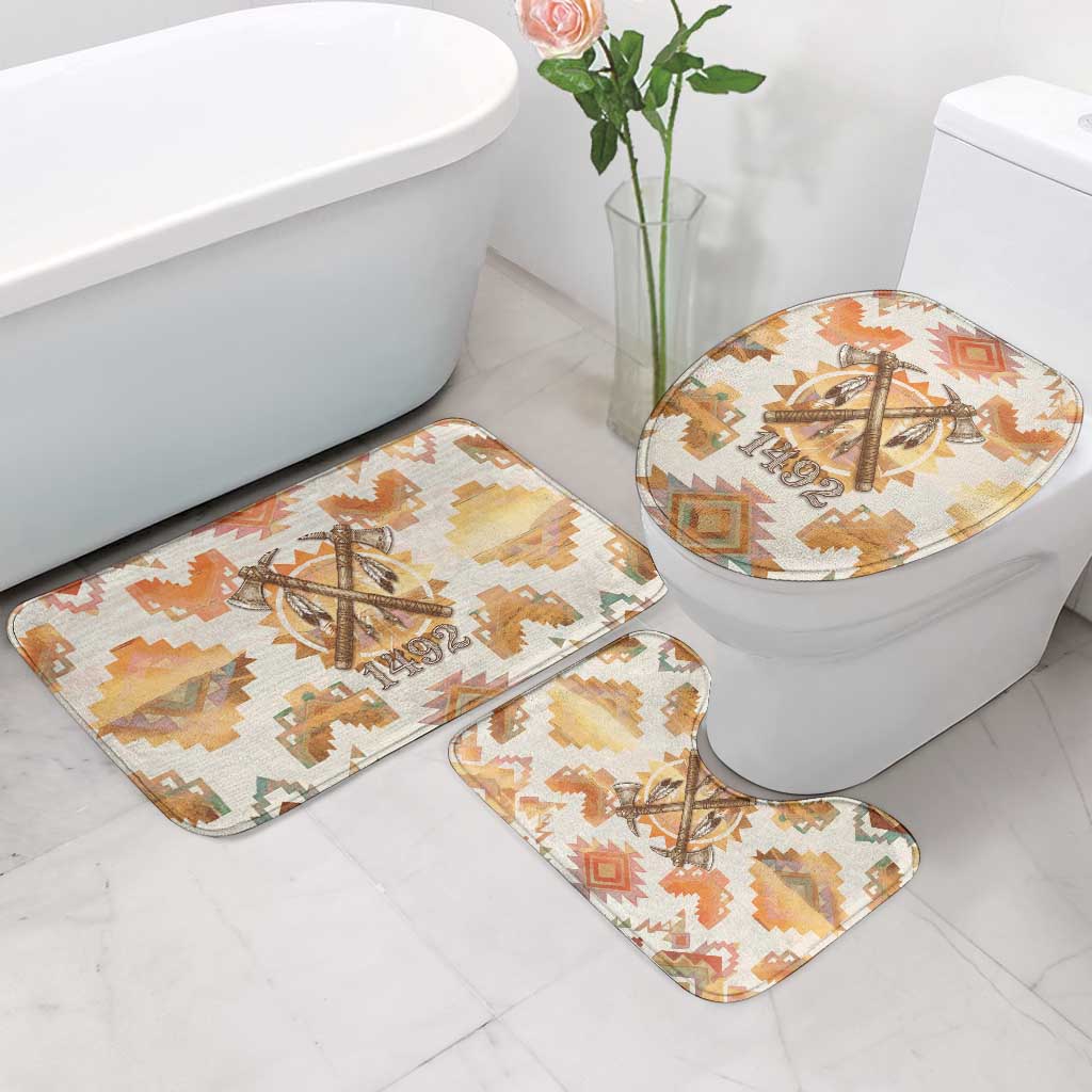 Native American Headdress and Tomahawk Bathroom Set with 1492 Symbolic Date Traditional Feather Motif Indigenous Heritage - Wonder Print Shop