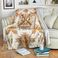 Native American Headdress and Tomahawk Blanket with 1492 Symbolic Date Traditional Feather Motif Indigenous Heritage - Wonder Print Shop