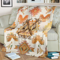 Native American Headdress and Tomahawk Blanket with 1492 Symbolic Date Traditional Feather Motif Indigenous Heritage - Wonder Print Shop