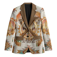 Native American Headdress and Tomahawk Blazer with 1492 Symbolic Date Traditional Feather Motif Indigenous Heritage - Wonder Print Shop