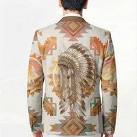 Native American Headdress and Tomahawk Blazer with 1492 Symbolic Date Traditional Feather Motif Indigenous Heritage - Wonder Print Shop