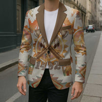 Native American Headdress and Tomahawk Blazer with 1492 Symbolic Date Traditional Feather Motif Indigenous Heritage - Wonder Print Shop