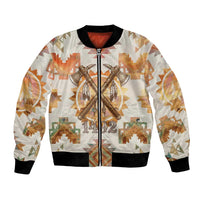 Native American Headdress and Tomahawk Bomber Jacket with 1492 Symbolic Date Traditional Feather Motif Indigenous Heritage - Wonder Print Shop