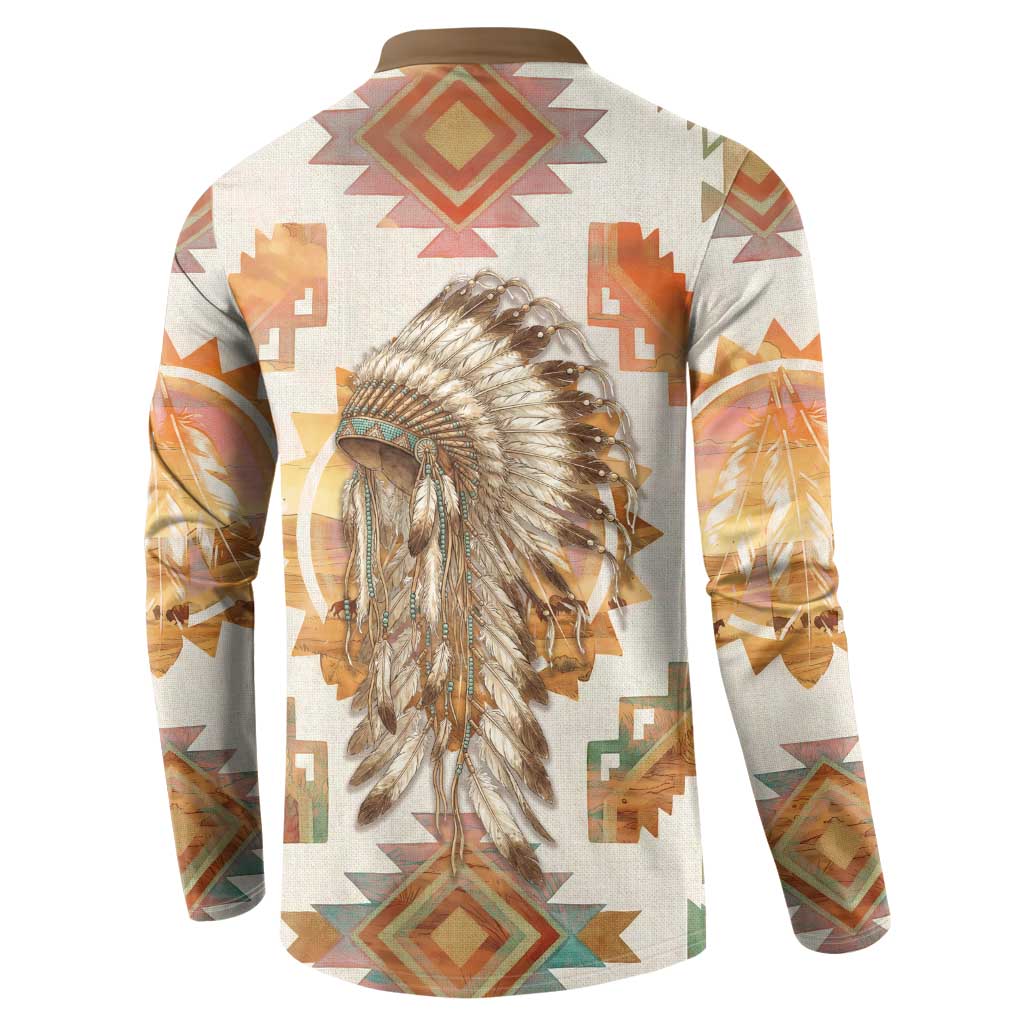 Native American Headdress and Tomahawk Button Sweatshirt with 1492 Symbolic Date Traditional Feather Motif Indigenous Heritage - Wonder Print Shop