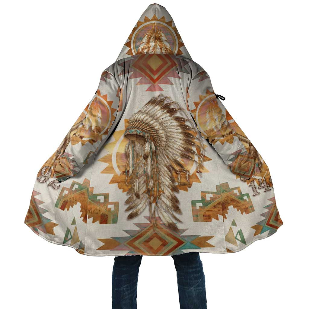 Native American Headdress and Tomahawk Cloak with 1492 Symbolic Date Traditional Feather Motif Indigenous Heritage - Wonder Print Shop