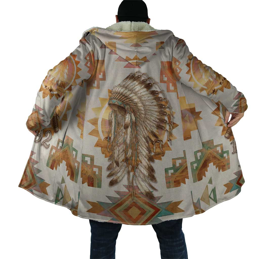 Native American Headdress and Tomahawk Cloak with 1492 Symbolic Date Traditional Feather Motif Indigenous Heritage - Wonder Print Shop
