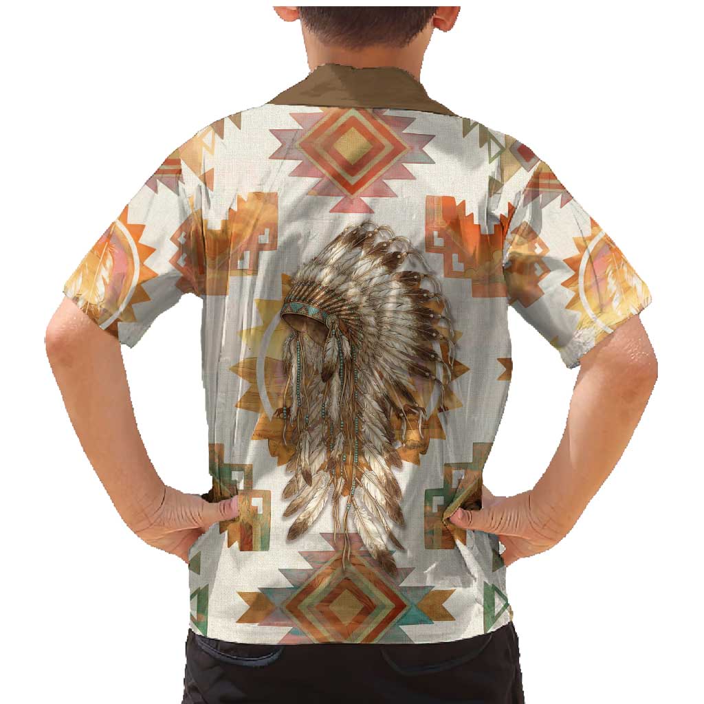 Native American Headdress and Tomahawk Family Matching Mermaid Dress and Hawaiian Shirt with 1492 Symbolic Date Traditional Feather Motif Indigenous Heritage - Wonder Print Shop