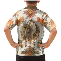Native American Headdress and Tomahawk Family Matching Mermaid Dress and Hawaiian Shirt with 1492 Symbolic Date Traditional Feather Motif Indigenous Heritage - Wonder Print Shop