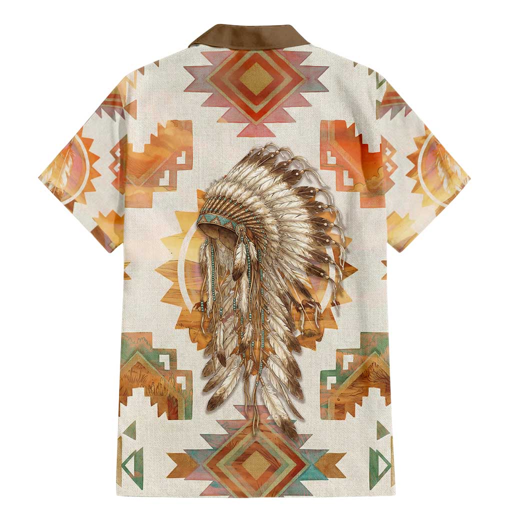 Native American Headdress and Tomahawk Family Matching Mermaid Dress and Hawaiian Shirt with 1492 Symbolic Date Traditional Feather Motif Indigenous Heritage - Wonder Print Shop