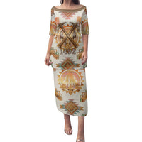 Native American Headdress and Tomahawk Family Matching Puletasi and Hawaiian Shirt with 1492 Symbolic Date Traditional Feather Motif Indigenous Heritage - Wonder Print Shop