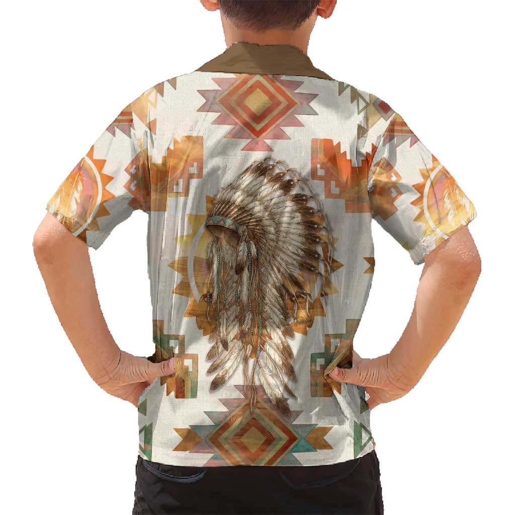Native American Headdress and Tomahawk Family Matching Summer Maxi Dress and Hawaiian Shirt with 1492 Symbolic Date Traditional Feather Motif Indigenous Heritage - Wonder Print Shop