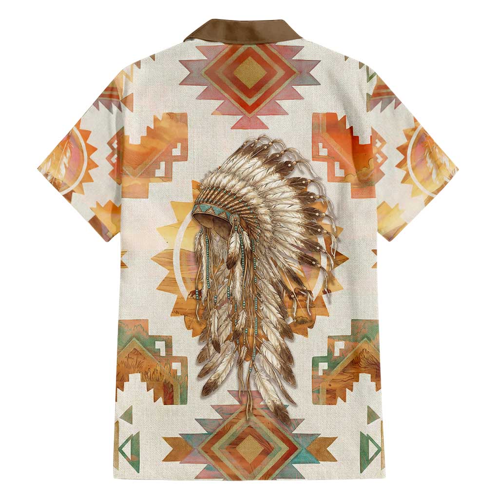 Native American Headdress and Tomahawk Family Matching Summer Maxi Dress and Hawaiian Shirt with 1492 Symbolic Date Traditional Feather Motif Indigenous Heritage - Wonder Print Shop