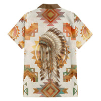 Native American Headdress and Tomahawk Family Matching Summer Maxi Dress and Hawaiian Shirt with 1492 Symbolic Date Traditional Feather Motif Indigenous Heritage - Wonder Print Shop