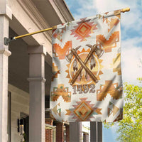 Native American Headdress and Tomahawk Garden Flag with 1492 Symbolic Date Traditional Feather Motif Indigenous Heritage - Wonder Print Shop