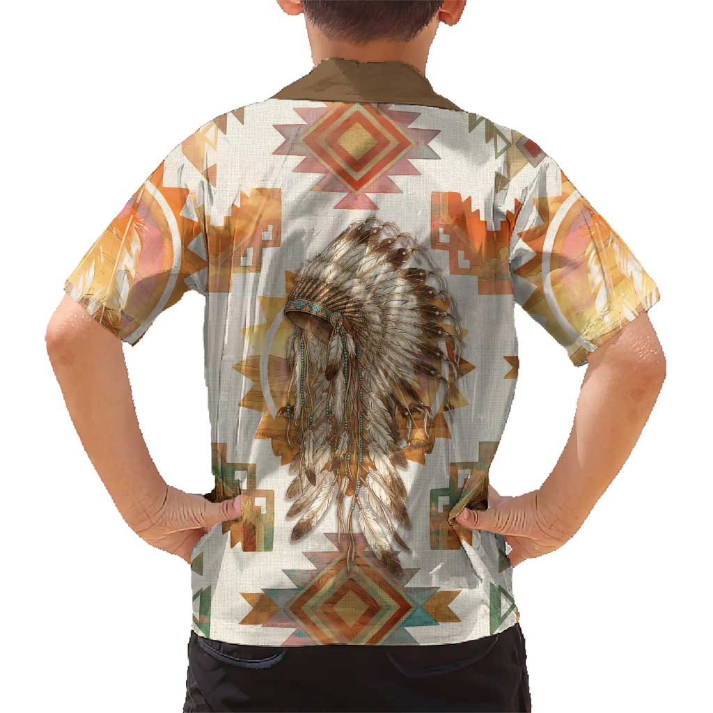 Native American Headdress and Tomahawk Hawaiian Shirt with 1492 Symbolic Date Traditional Feather Motif Indigenous Heritage - Wonder Print Shop