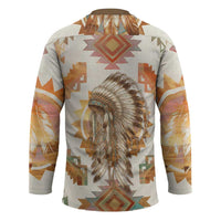 Native American Headdress and Tomahawk Hockey Jersey with 1492 Symbolic Date Traditional Feather Motif Indigenous Heritage - Wonder Print Shop